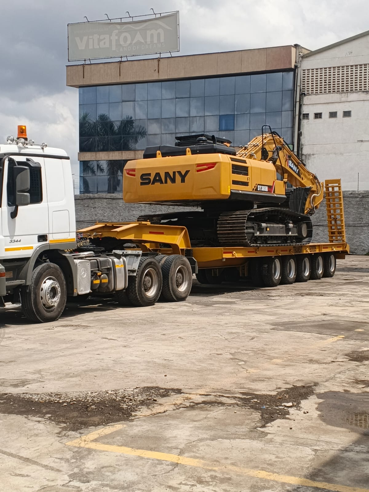 Low loader transporting equipment in Nairobi